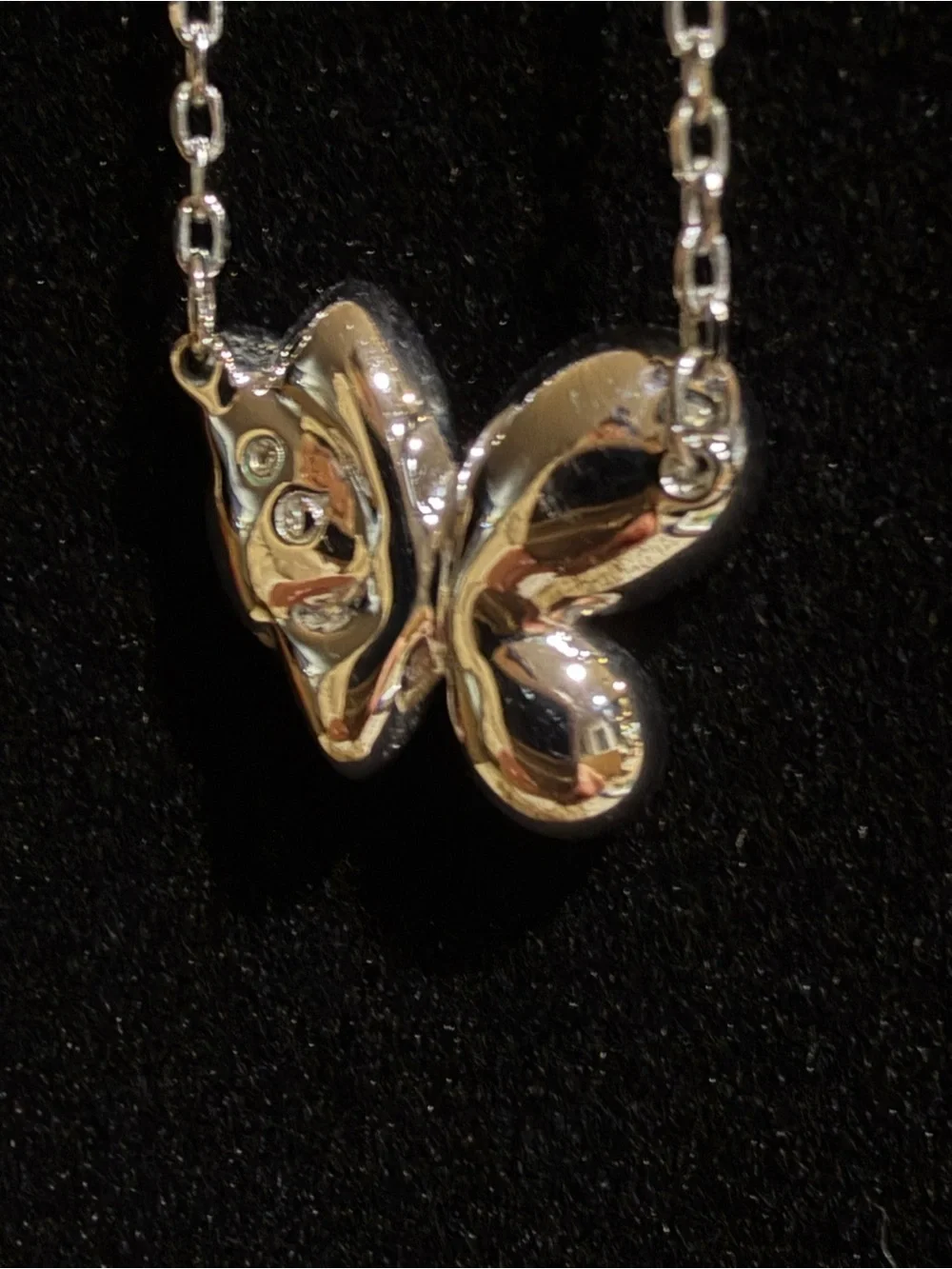SWAROVSKI Butterfly 🦋 Lilac Stones Crystal Silver Necklace 17 in AUTH - Picture 6 of 9